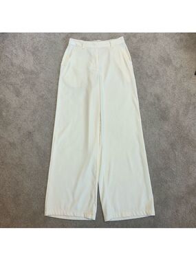 Max Studio Ivory White wide leg trouser dress pants Sz S classy elegant flowy